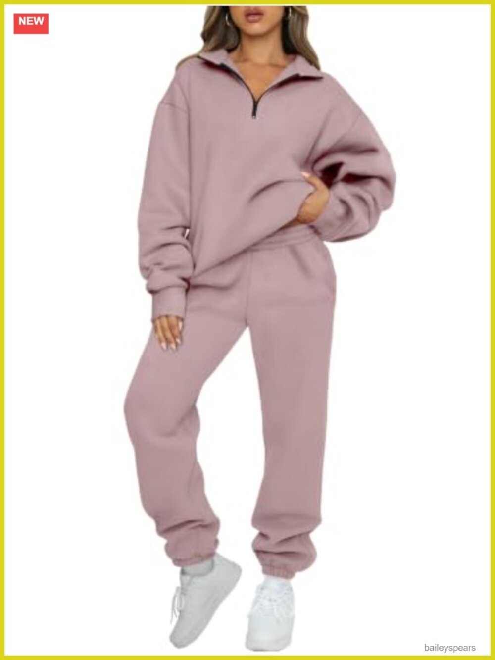 Fleece Lined Half Zip Sweatshirt & Jogger Set Loungewear